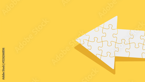 Jigsaw puzzle pieces forming an arrow, symbolizing direction, strategy, and problem-solving. Perfect for business, teamwork, and goal-oriented concepts.