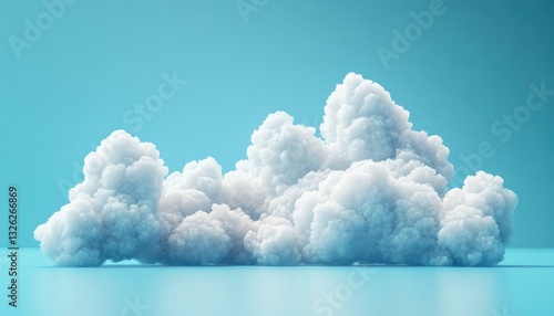 A Realistic Render Illustrates Fluffy White Clouds Against Blue Background