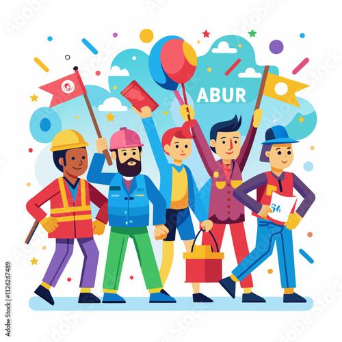 Wallpaper Mural Vector illustration Happy Labour Day Torontodigital.ca
