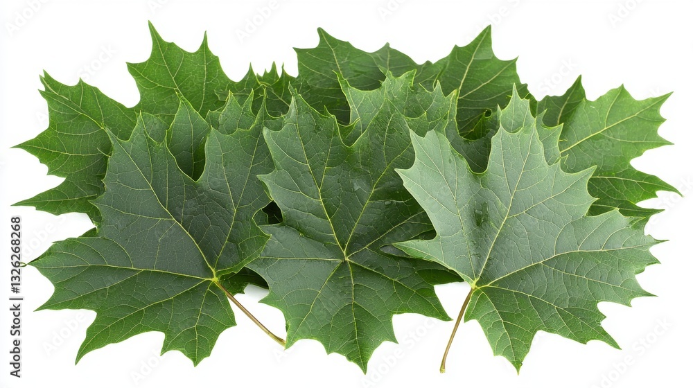Fototapeta premium Bunch of fresh green leaves on a white background great for nature themes and eco-friendly projects