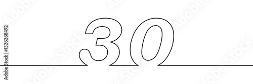 Photos A single line drawing of a thirty symbol