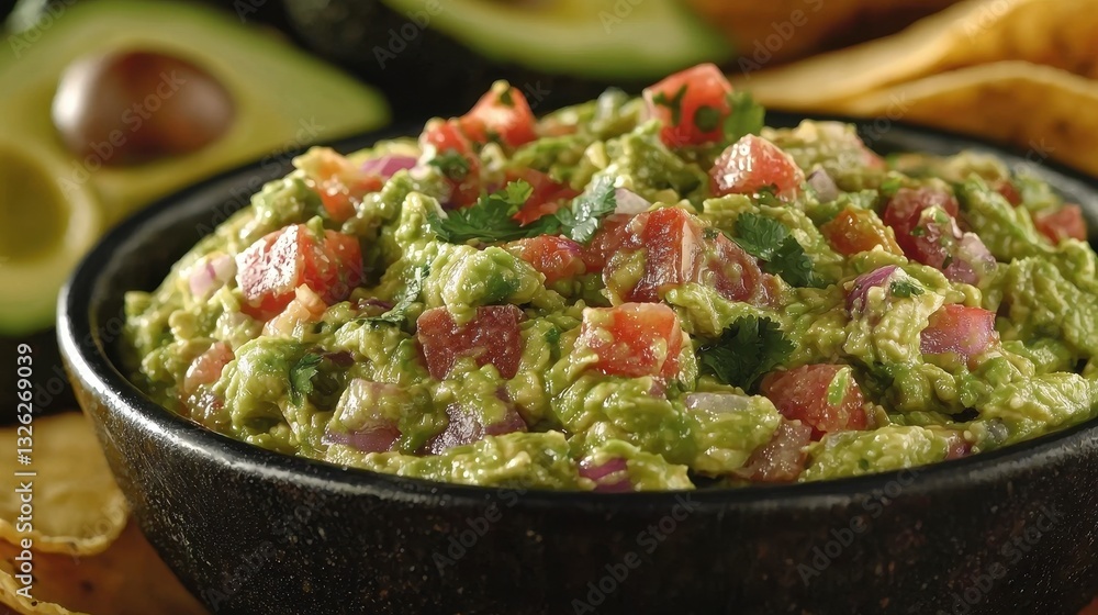Delicious guacamole dip made from fresh avocados and seasoned perfectly isolated on a white background Delicious guacamole dip made from fresh avocados and seasoned perfectly isolated on a white background