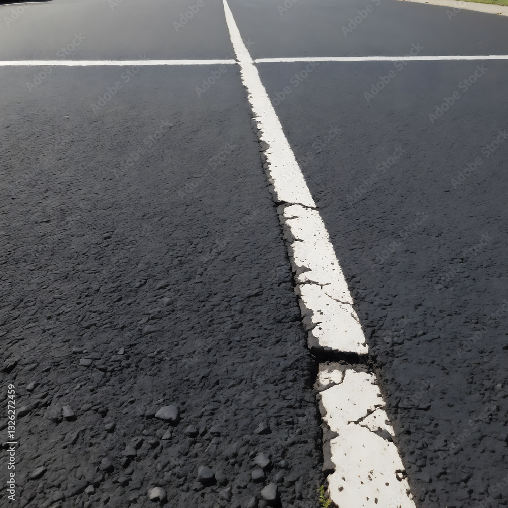 Fototapeta premium Asphalt with White Road Line Markings