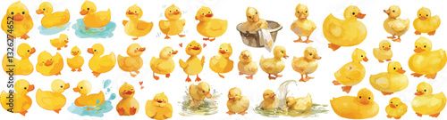 yellow duck watercolor clipart
