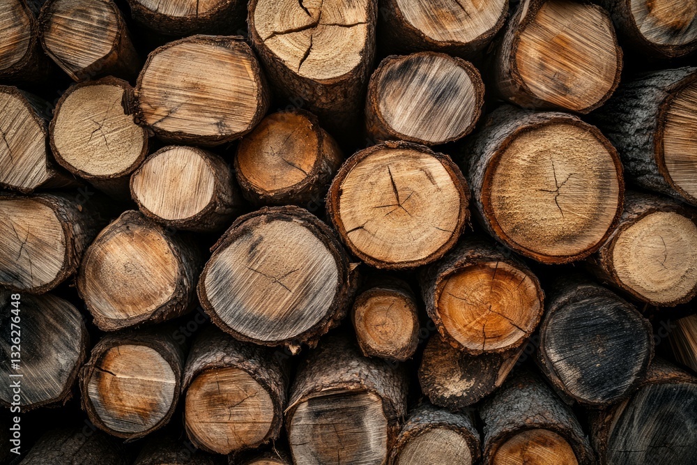 Close-up of stacked firewood with natural texture. AI generated Close-up of stacked firewood with natural texture. AI generated