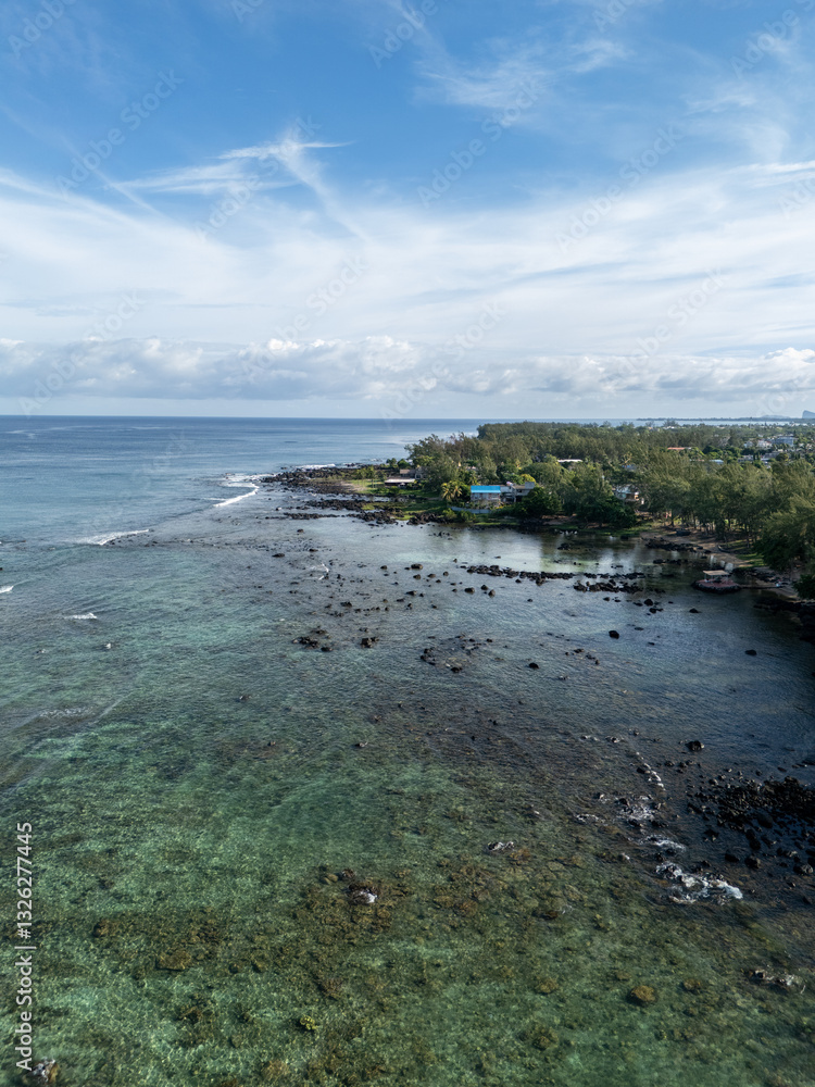 Obraz premium Mauritius island aerial view of Pointe aux piments