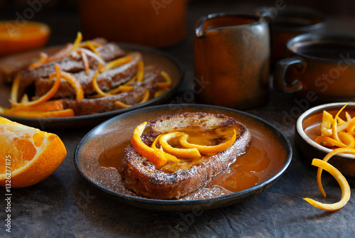 Slika na platnu Torrijas de Semana Santa - traditional homemade Spanish dessert with orange siru