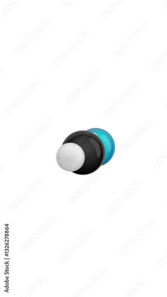 Molecule of Hydrogen Cyanide. Animated chemical 3D Model: Ball and ...
