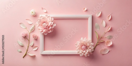 Flat Lay Petal Tree Arrangement with Copy Space - Feminine Design Elements