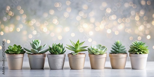 Planter Row & Succulents: Flat Lay Product Photography with Copy Space