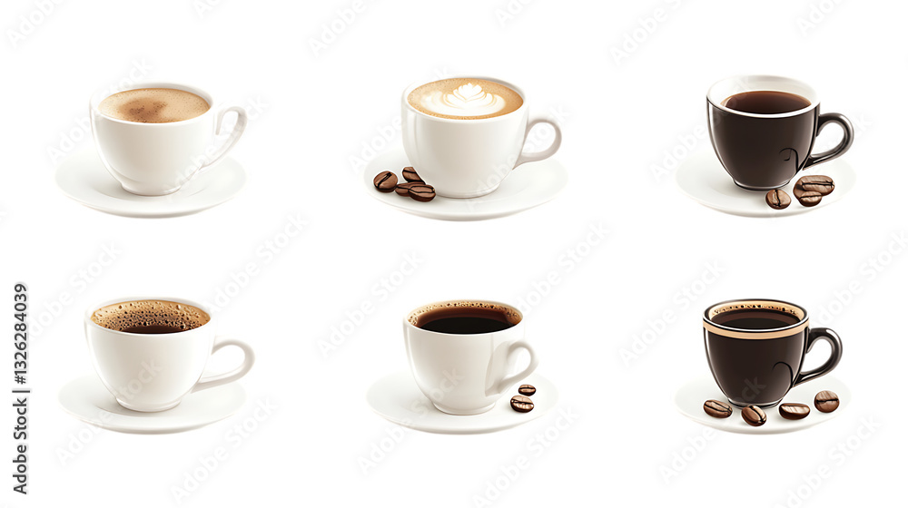 Pack Coffee Set Against Transparent Background for Cafe Illustrations, Beverage Branding, or Morning Routine Designs Pack Coffee Set Against Transparent Background for Cafe Illustrations, Beverage Branding, or Morning Routine Designs