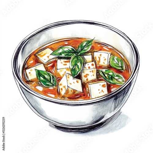watercolor copic marker concept sketch of Miso Soup