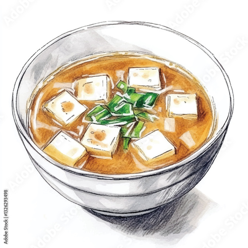 watercolor copic marker concept sketch of Miso Soup