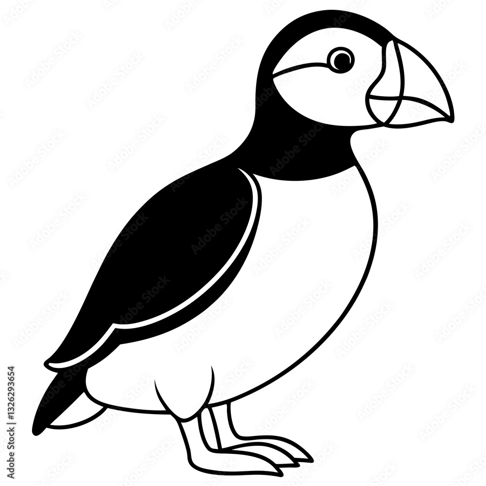 Obraz premium One-Line Puffin Vector Illustration