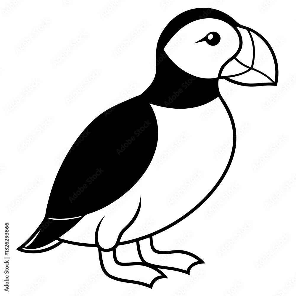 Obraz premium One-Line Puffin Vector Illustration