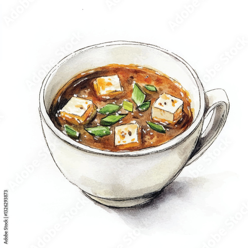 watercolor copic marker concept sketch of Miso Soup