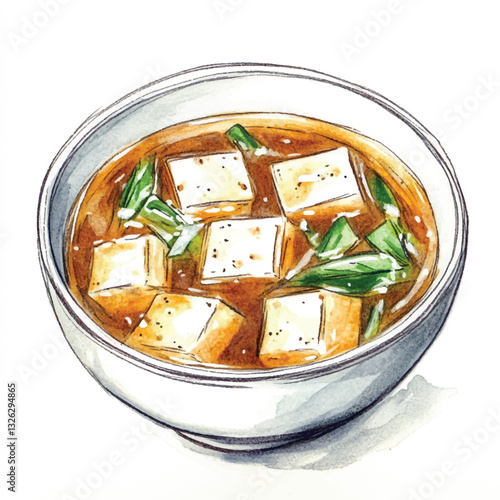 watercolor copic marker concept sketch of Miso Soup