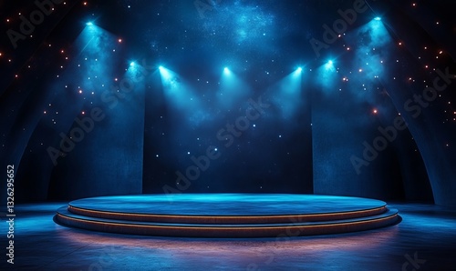 an empty stage with spotlights.