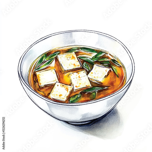 watercolor copic marker concept sketch of Miso Soup