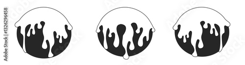 
Paint dripping on a ball, set of balls in paint, paint running down a ball, Paint, balls, isolated on transparent