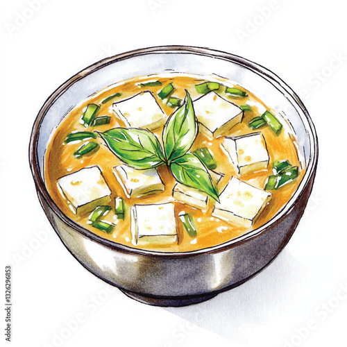 watercolor copic marker concept sketch of Miso Soup