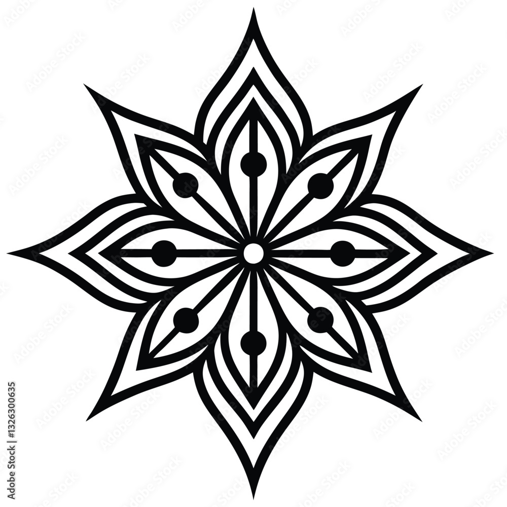 Fototapeta premium A simple name for the image could be Black and White Floral Ornament.