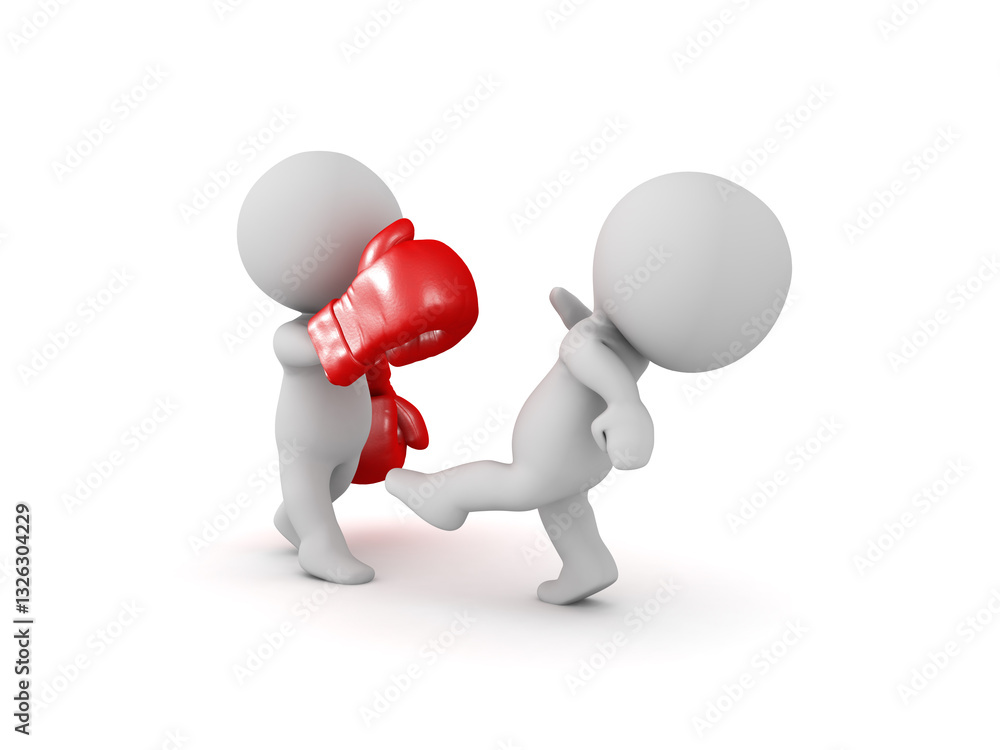 3D Character with boxing gloves hitting another character 3D Character with boxing gloves hitting another character