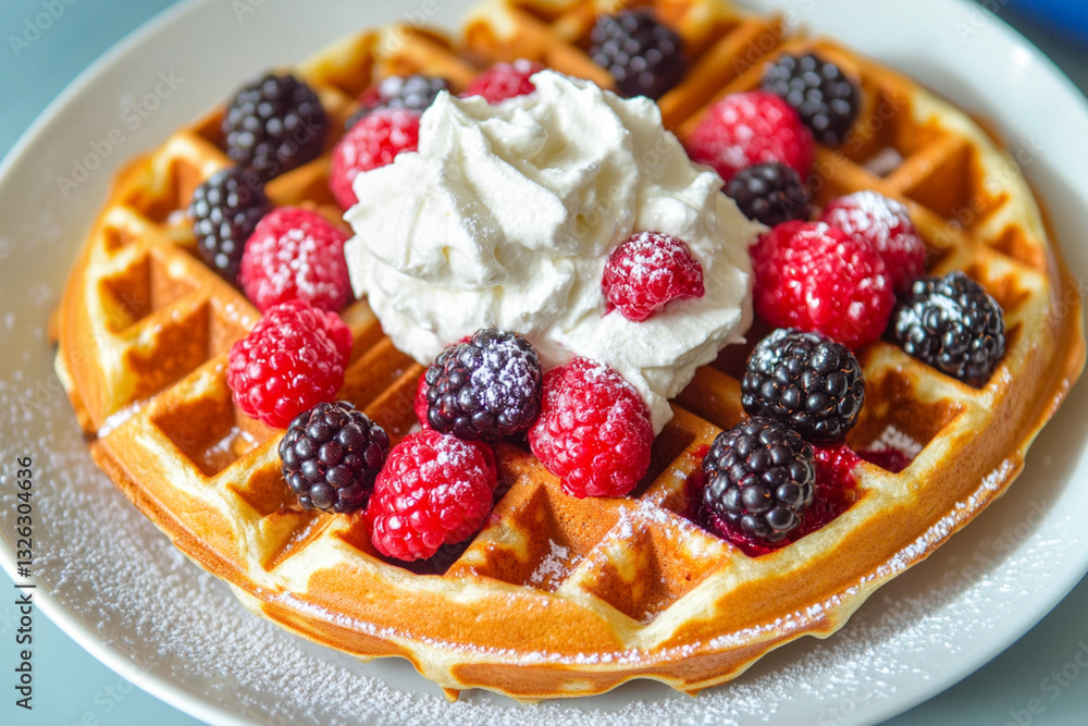 Keto waffles with berries and whipped cream Keto waffles with berries and whipped cream