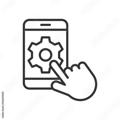 Mobile Application, icon in line design. App development, Mobile app, Smartphone, User interface, Mobile software, Android on white background vector. Mobile Application editable stroke icon