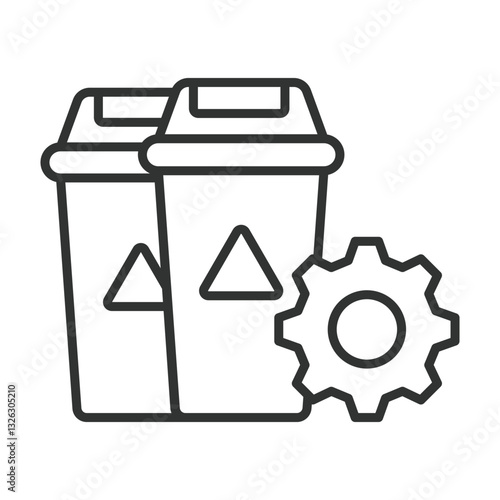 Waste Recycling, icon in line design. Recycling, waste management, sorting, waste reduction, Composting, Recycling bins on white background vector. Waste Recycling editable stroke icon