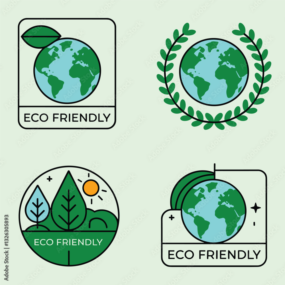 Collection of eco-friendly logos and badges with leaves Collection of eco-friendly logos and badges with leaves