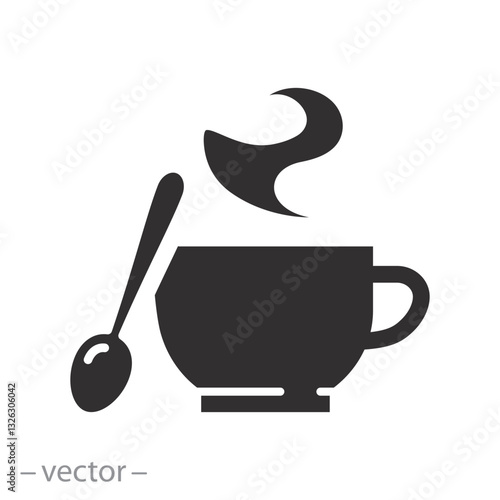 hot drink, cup coffee or tea icon, flat vector illustration