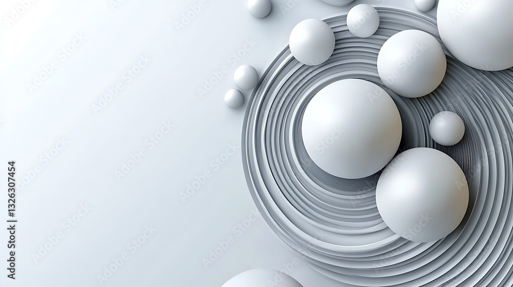 Abstract 3D Render: Swirling Spheres on a Grey Plane AI Generated Abstract 3D Render: Swirling Spheres on a Grey Plane AI Generated