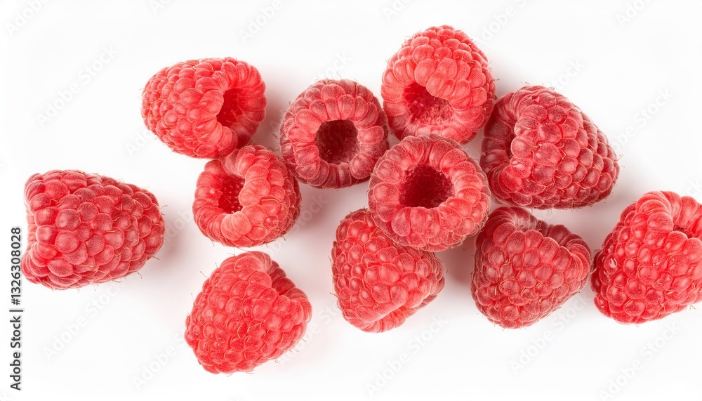 Fresh raspberries lying on a white background Fresh raspberries lying on a white background