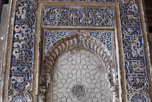 detail of the interior in an arabian style. detail of the alhambra granada spain