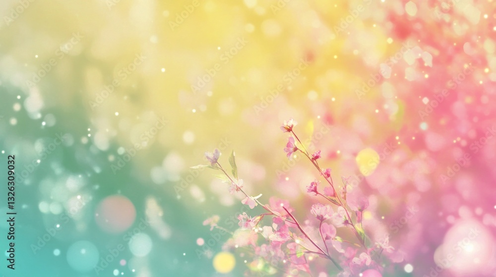 A colorful background with a bunch of flowers in the foreground A colorful background with a bunch of flowers in the foreground
