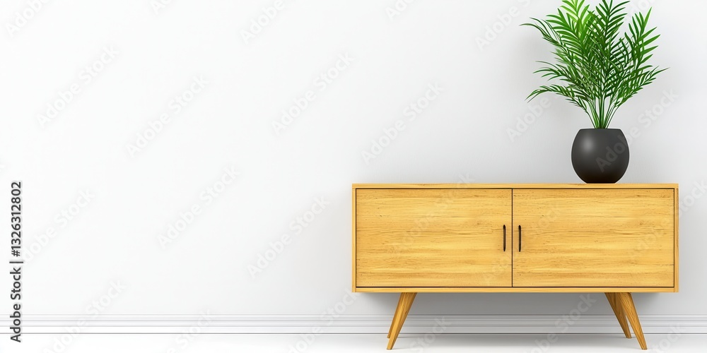 Elegant plant in a decorative vase positioned on a stylish cabinet, enhancing the warmth of a cozy living room space Elegant plant in a decorative vase positioned on a stylish cabinet, enhancing the warmth of a cozy living room space