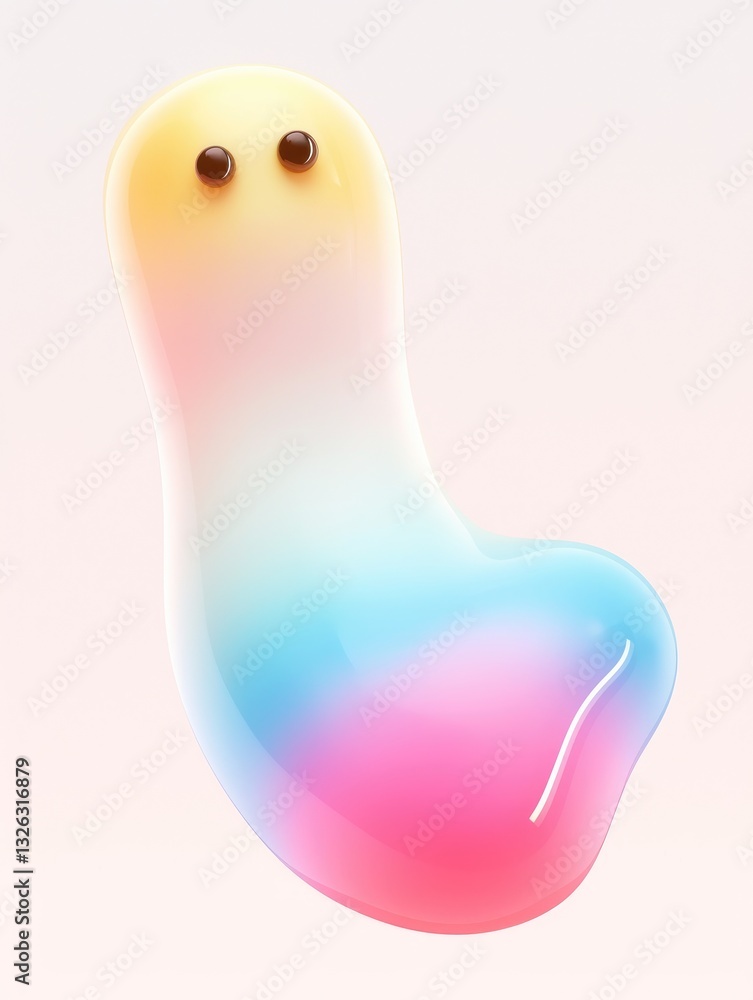 Fototapeta premium A vibrant abstract creature with two small dark brown eyes