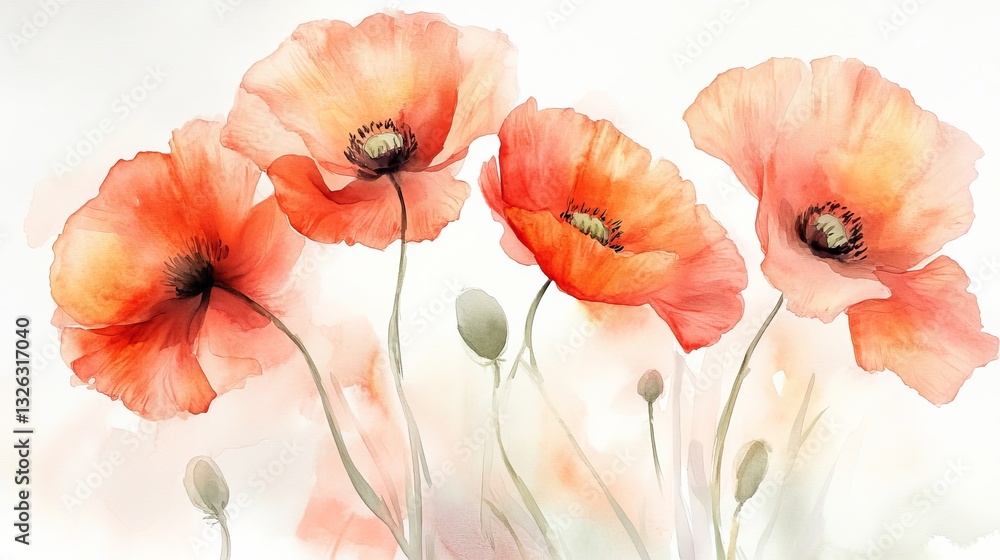 Obraz premium Vibrant watercolor flowers in soft hues capturing the essence of spring and nature's beauty