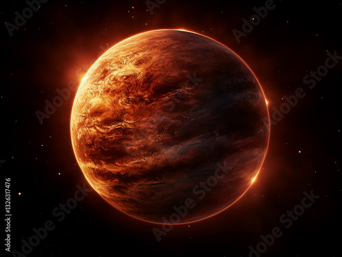 Cooling brown dwarf star glows faintly while atmospheric bands create a dim illumination