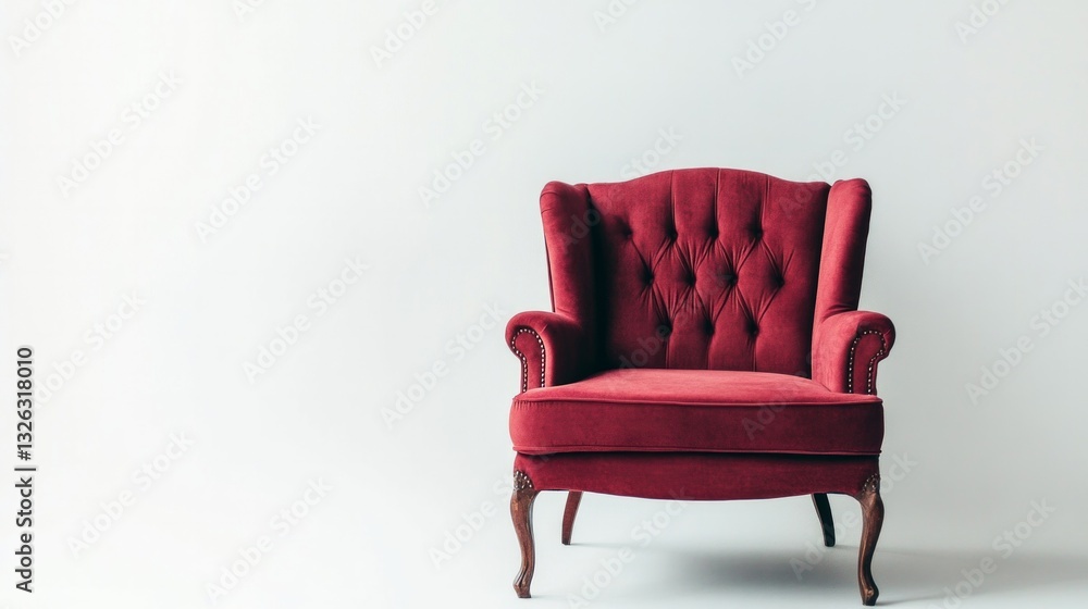 A red chair with a white background A red chair with a white background