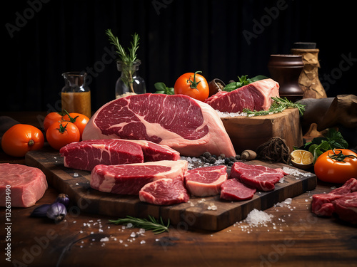 Butcher block clean meats cutting precisely and portions controlled maintaining high quality