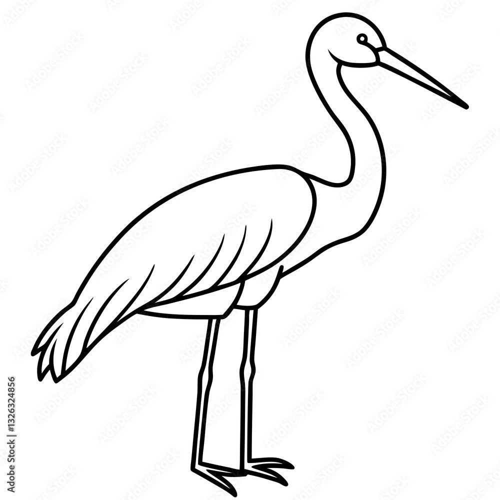 Obraz premium Single-Line Stork Vector Design