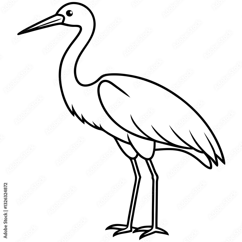 Obraz premium Single-Line Stork Vector Design