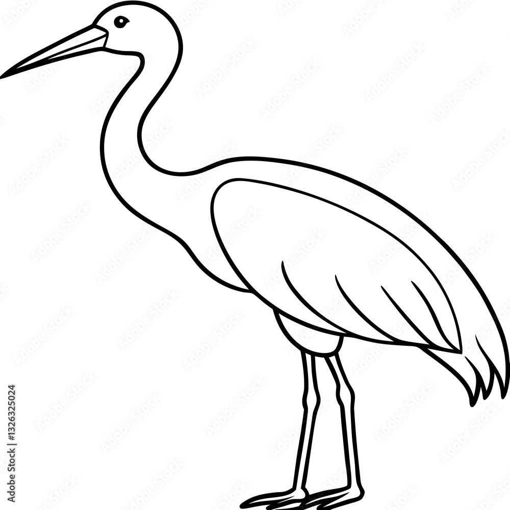 Obraz premium Single-Line Stork Vector Design