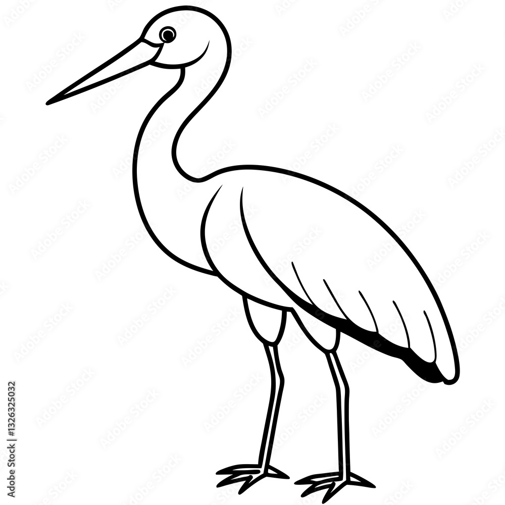 Obraz premium Single-Line Stork Vector Design