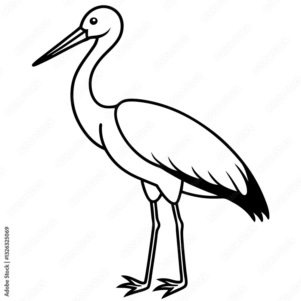 Obraz premium Single-Line Stork Vector Design