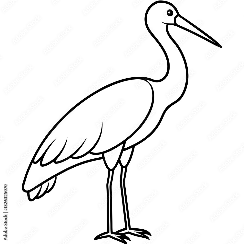 Obraz premium Single-Line Stork Vector Design