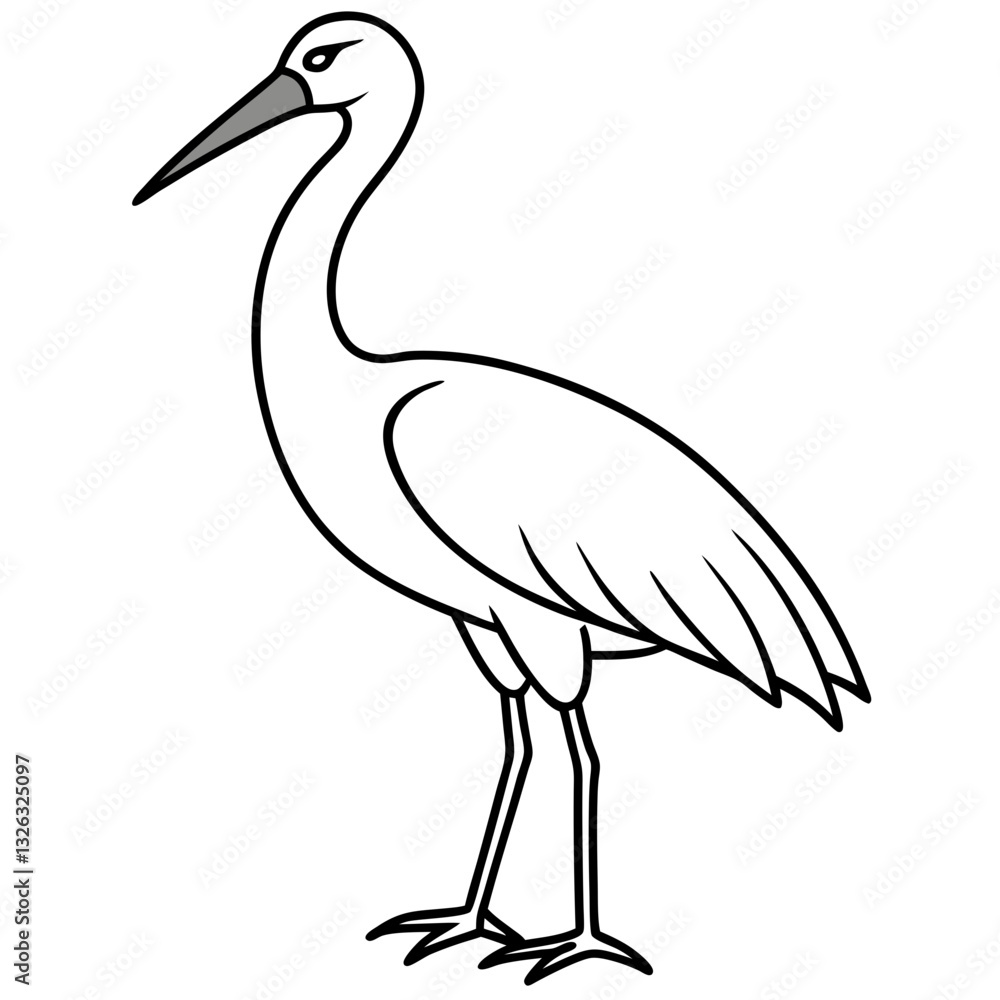 Obraz premium Single-Line Stork Vector Design