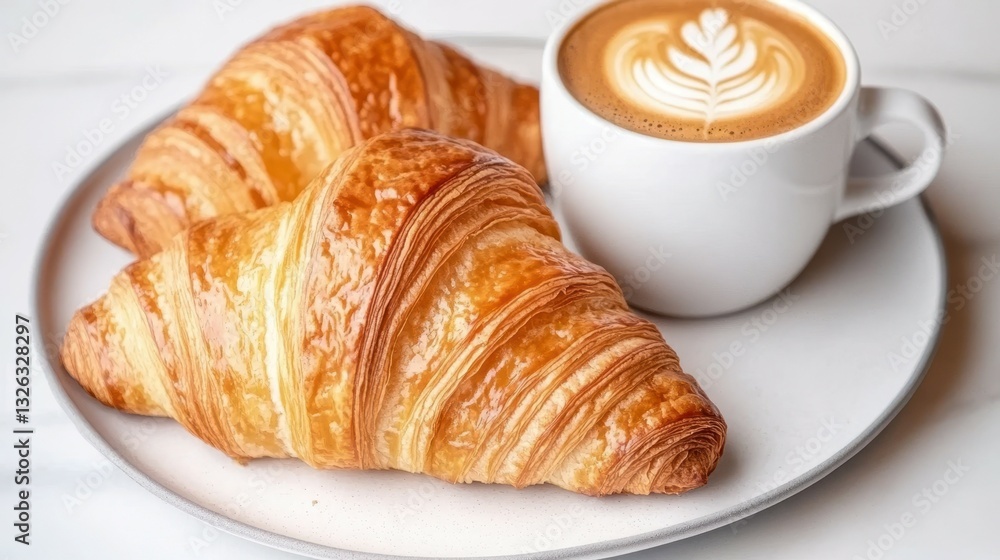 Breakfast Duo: A delicious pairing of freshly baked croissants and a cup of expertly crafted coffee, creating a tempting and inviting breakfast scene, evoking a sense of indulgence. Breakfast Duo: A delicious pairing of freshly baked croissants and a cup of expertly crafted coffee, creating a tempting and inviting breakfast scene, evoking a sense of indulgence.